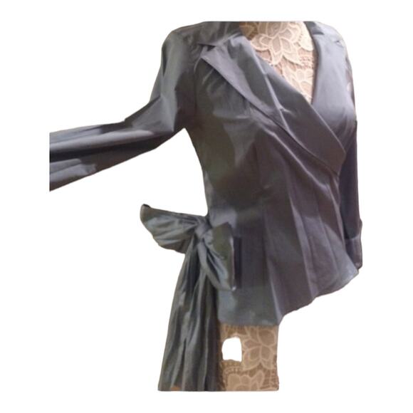 NWT Ann Taylor Dress Wrap Blouse with long tie bow size 4 - Picture 5 of 8